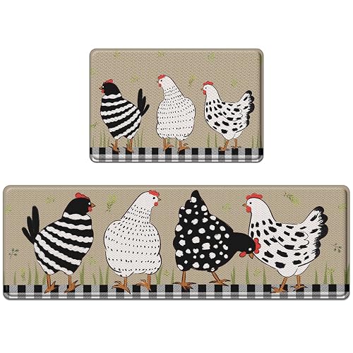 Nesphy Anti-Fatigue Kitchen Rug Set of 2, Rooster