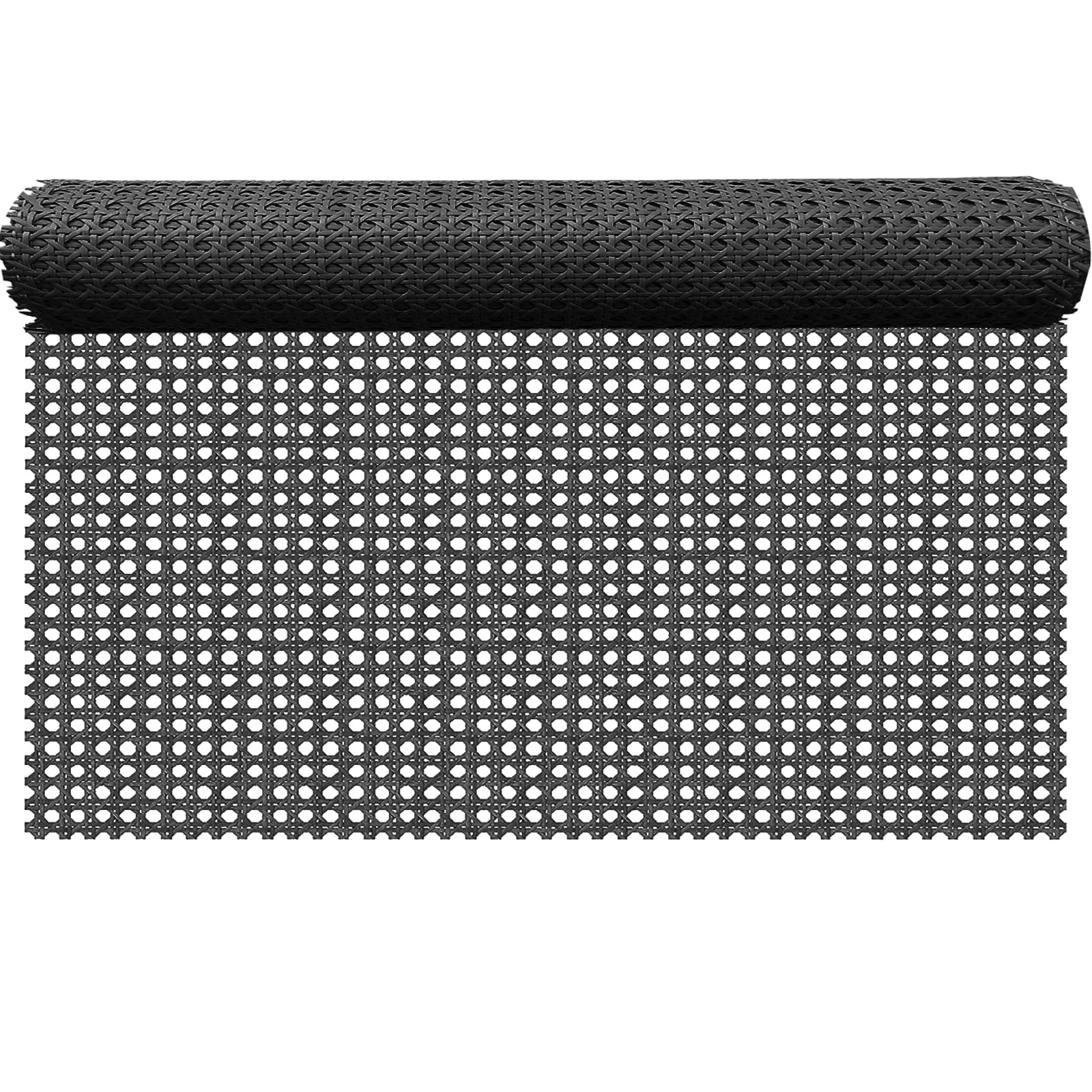 ALLINKIT 24 Inch Width Cane Webbing Roll, 3.3 Feet Length Black Rattan Sheet,Plastic PE Cane Rattan Webbing,Handwoven Fabric for Furniture Basket Repair DIY Handicrafts DIY Craft