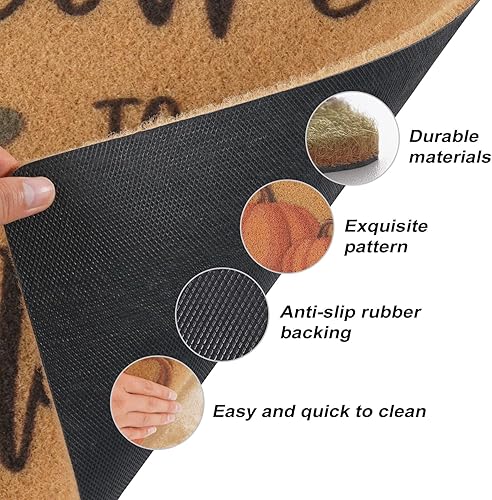 Miniatura 4 de UINI Tapete para puerta de otoño, tapete de bienvenida de calabaza para interiores y exteriores, bienvenido a nuestro parche, tapete antideslizante