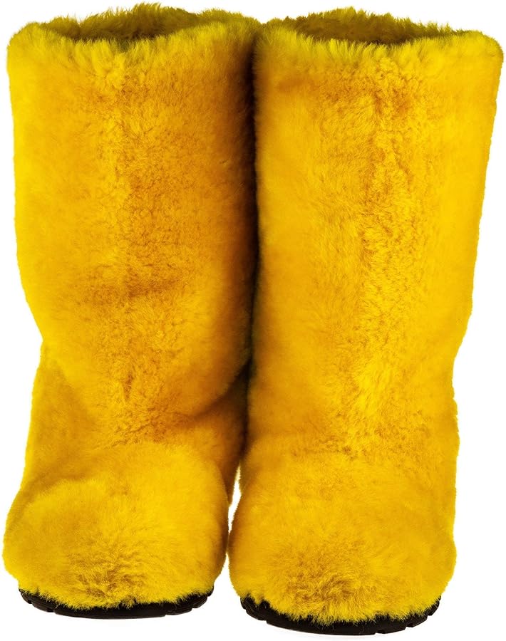 YELLOW ファーブーツ Amazon.com: Yellow Sheepskin Winter Boots for Women, Long Boots