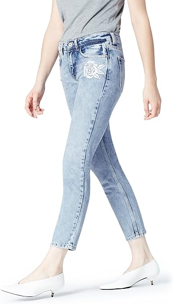 Amazon Brand - find. Women's Slim Mid Rise Embroidered Jeans : Amazon.co.uk:  Clothing