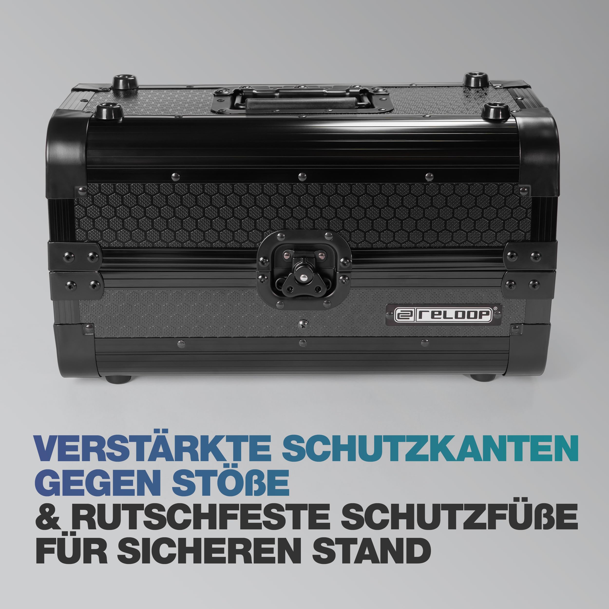 Reloop 7'' Record Case 150 Black - Robuste Konstruktion mit kratzfester Hexa-Oberfläche in mattem Schwarz