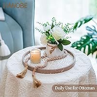 Vista 2 de Hanobe Bandeja Decorativa para Mesa de Café: Bandejas Redondas de Madera para Decoración Bohemia del Hogar, Centro de Mesa Rústico de Granja de 12