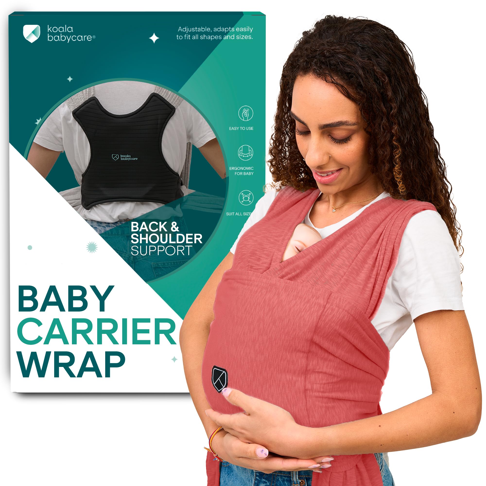 Koala Babycare Baby Carrier Wrap, Easy to Wear As a T-Shirt - Original Baby Carrier Newborn to Toddler - Sling One Size Fits All - Baby Wraps Carrier