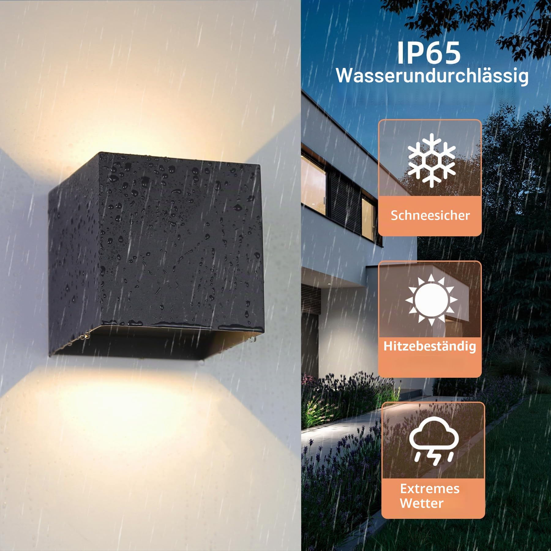 CHENBEN 4 Stücke LED Wandleuchten Innen/Aussen IP65 für Wasserdichte Außenwandleuchten 12W Up and Down Leuchten Aussen 3000K verstellbare Ausenbeleutung für Terrasse, Schlafzimmer