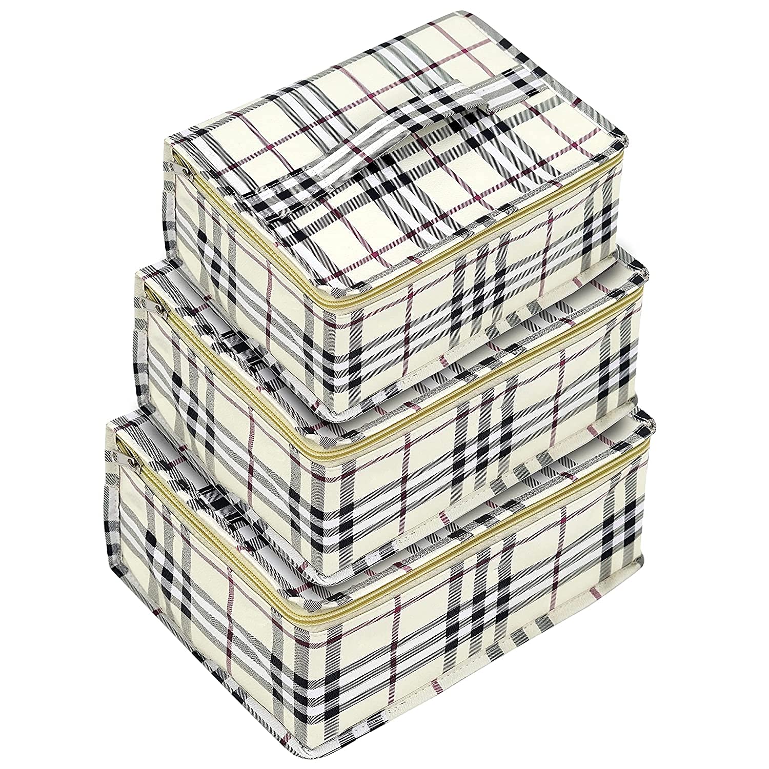 TrendiflyPolyester Travel Toiletry Bag Pouch Makeup Cosmetics Kit Jewellery Organizer Jewelry Vanity Bag | Shoes Organiser | Medicine And Accessories Kit For Men Women Unisex 1 Set Of 3 Pouch