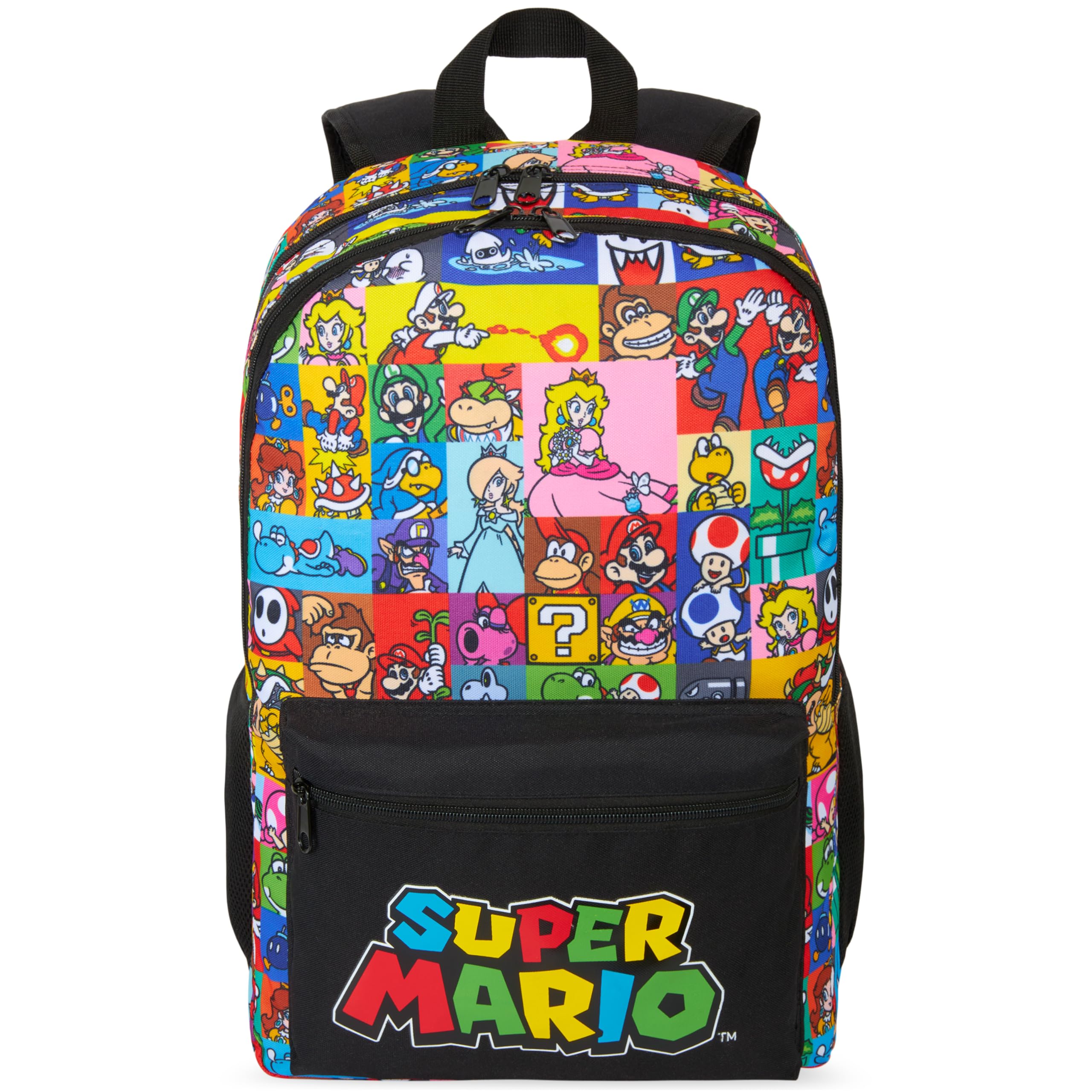 Get Trend Super Mario Kids Backpack, Boys Lightweight 18 in Book Bag, Adjustable Padded Straps Travel School Bag, Gamer Gifts (Multi Mario)