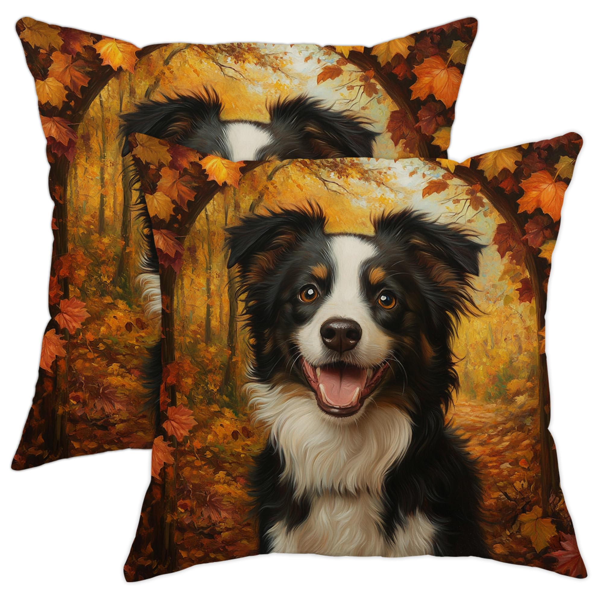 Fukeen Border Collie Throw Pillow Cover - 18x18 Inch Cotton Linen Cushion Case With Cool Words - View #2