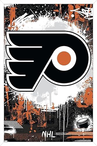 Vista 33 de Trends International NHL Philadelphia Flyers - Póster de pared Maximalist Logo 23, 14.72 x 22.37 pulgadas, versión enmarcada en bronce Versión