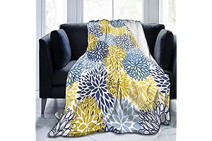 Blue and Yellow Cheerful Sunflower Pattern Blanket
