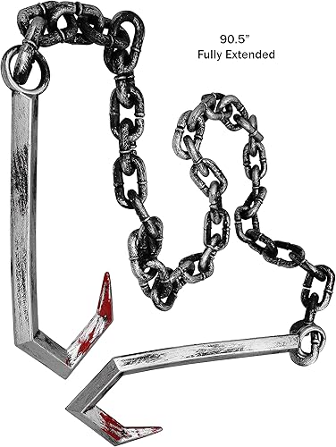 Miniatura 6 de Nicky Bigs Novedades - Gancho de carnicero falso de plástico con armas de cadena, accesorios de terror de Halloween