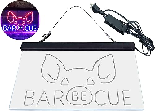 Miniatura 9 de ADVPRO Letrero de neón LED de doble color con nariz de cerdo para barbacoa, 24 x 16 pulgadas, st6s64-i3907-br