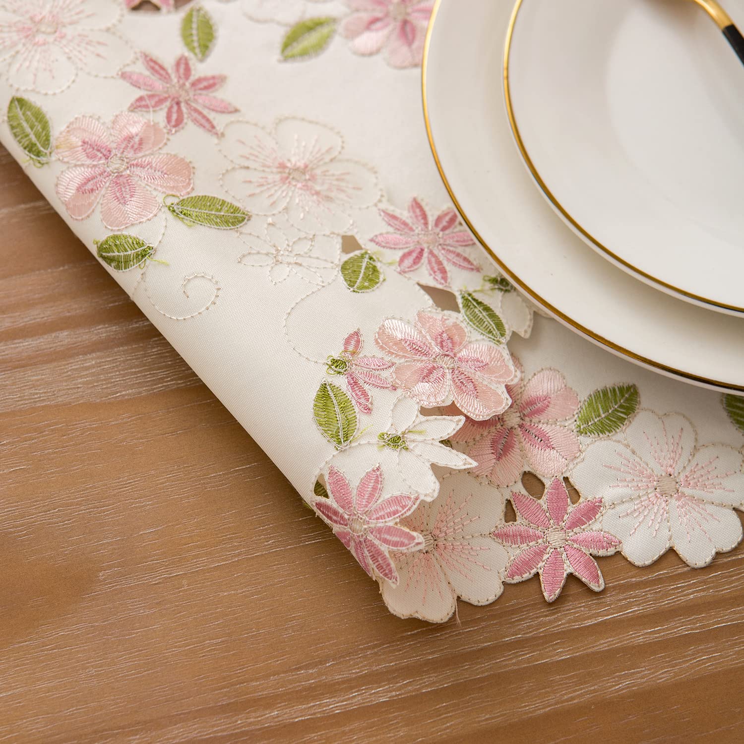 Lot De 2 Napperons Dentelle Brodés – Marguerites Colorées, 30x30 Cm, Coton Et Lin, Isolation Thermique, Déco Table