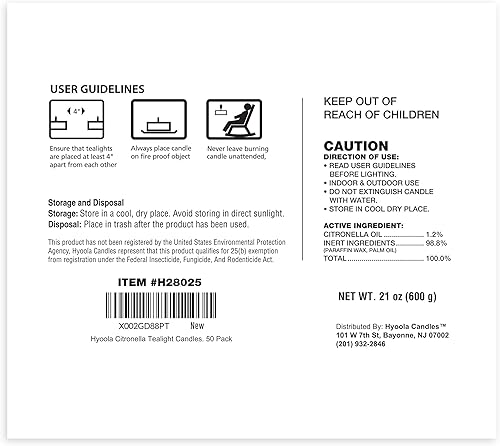 Miniatura 2 de Velas de citronela Tealight  Vela antimosquitos  4 horas de combustión  Paquete de 50  Sin DEET