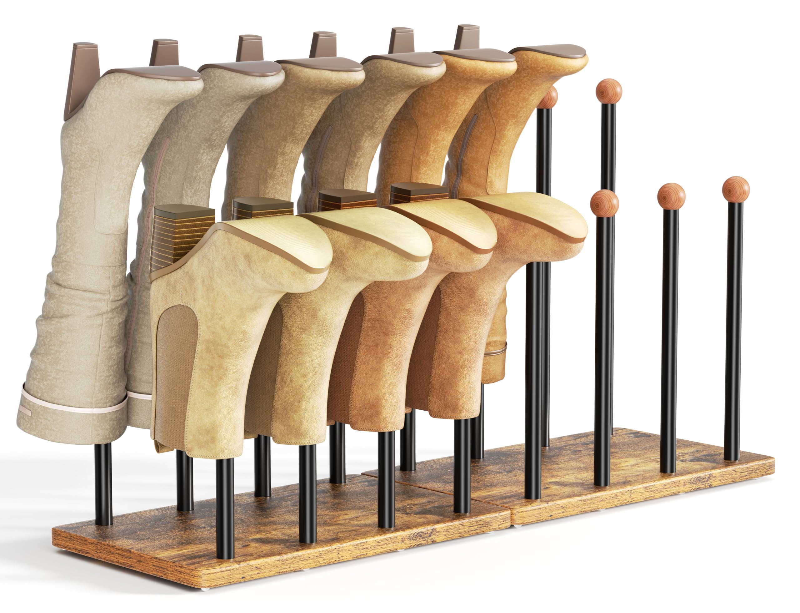 pickpiff Boot Rack 8-Pair with Cedar Balls 16.4'' Tall Shoe Organizer Free standing Metal Holder with Wood Base