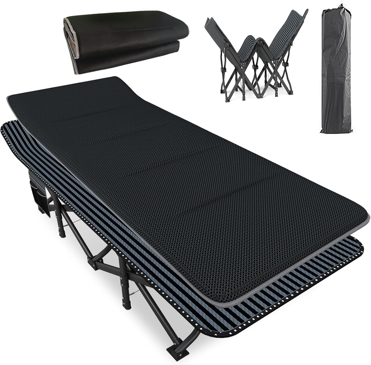 ATORPOK Oversized Camping Cot for Adults with Cushion Comfortable, Extra Wide 31.5'' Folding Bed for Sleeping, Lightweight Folding Bed with Carry Bag Supports 500 lbs