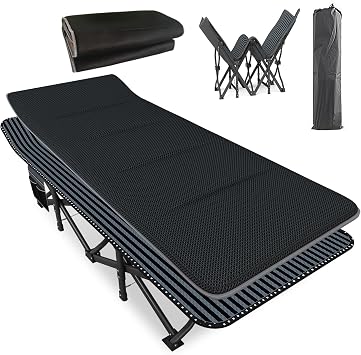 ATORPOK Oversized Camping Cot for Adults with Cushion Comfortable, Extra Wide 31.5 Folding Bed for Sleeping, Lightweight Folding Bed with Carry Bag Supports 500 lbs