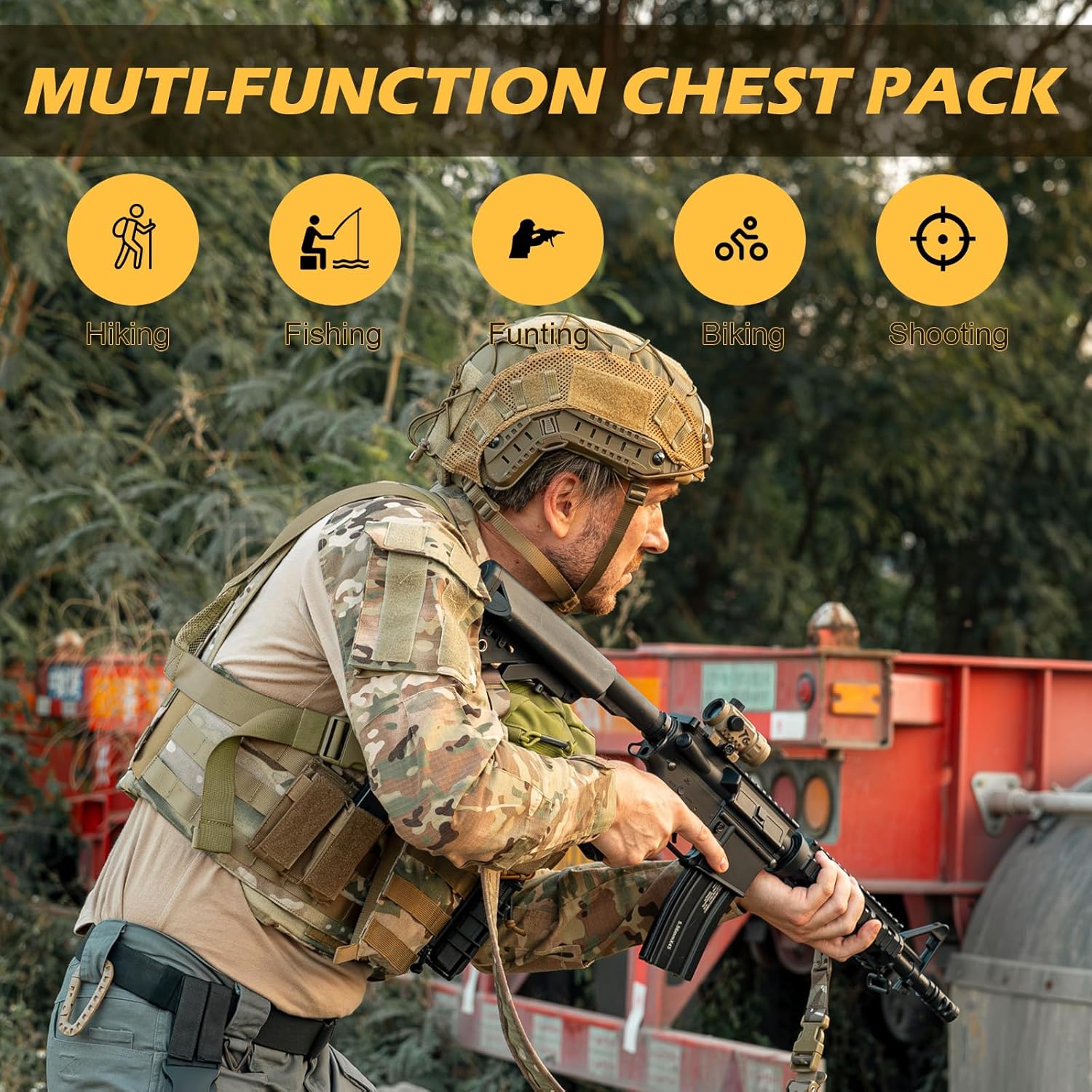 Tactical Chest Pack Bag Molle EDC Pouch Bag with CCW Compartment Adjustable Strap Workouts Fishing Hunting - Image 9