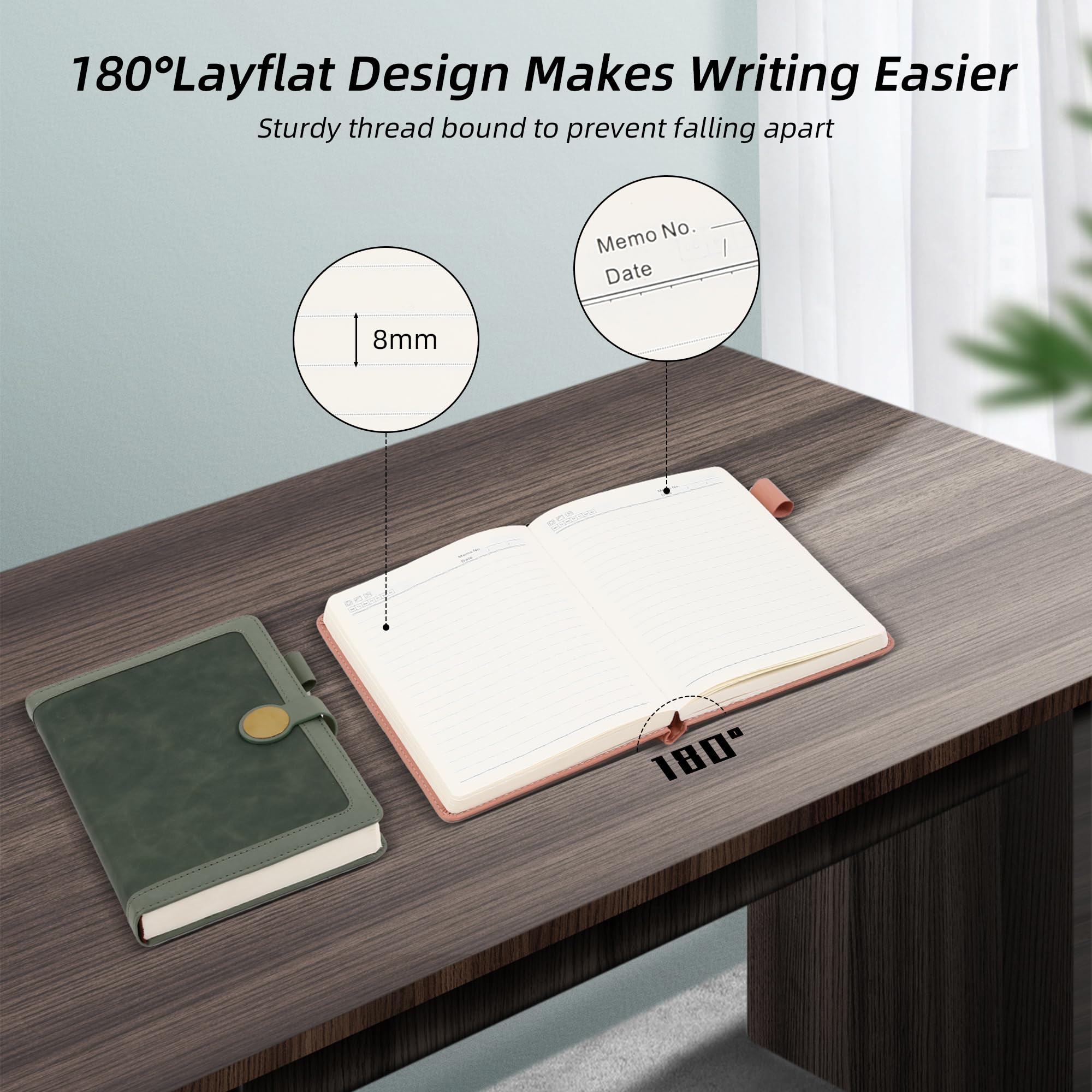 Taccuino personalizzato in pelle formato A5 con chiusura magnetica a righe, con copertina rigida, 360 pagine, diario giornaliero per uomini e donne, a righe, per lavoro, scrittura, prendere appunti
