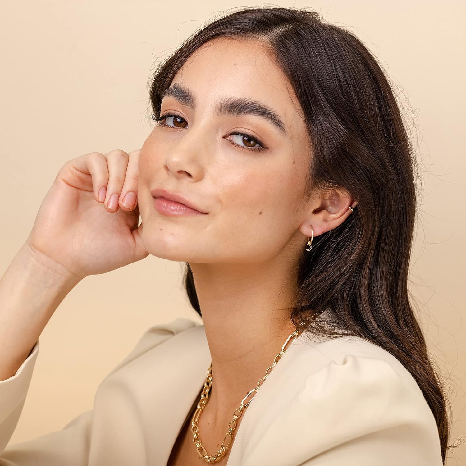 PAVOI 14K Gold Plated 925 Sterling Silver Post Huggie With Dangle | Small Hoop Earrings For Women | Trendy Dangle Hoop Earrings - Image 4