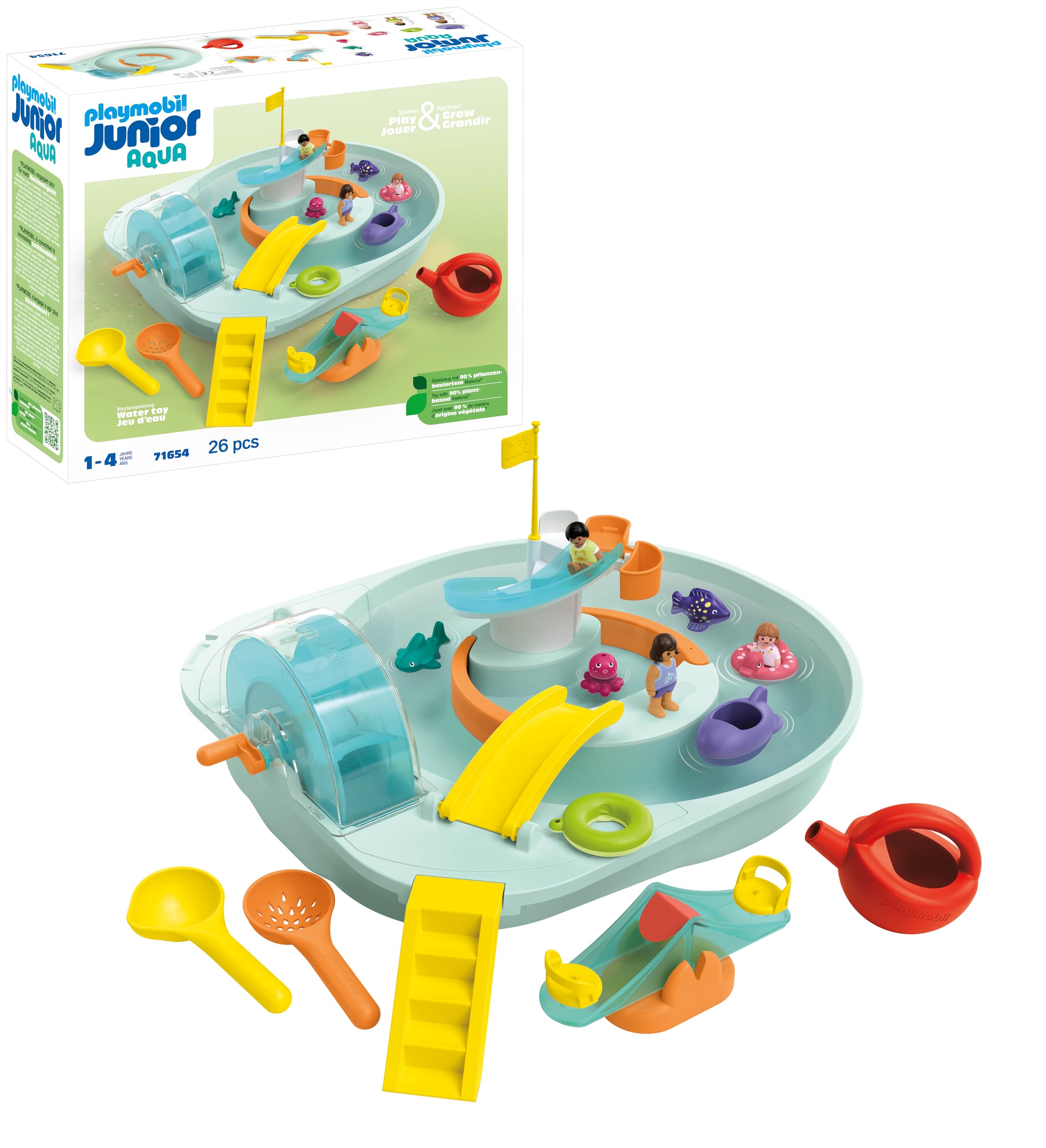 Playmobil 71654 JUNIOR AQUA: Splash and Learn Water Adventure Set, including adorable fish, sustainable toy made from plant-based plastics, gifting toy, play sets suitable for children ages 1+ — image 1