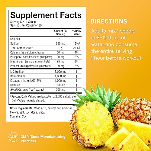 Miniatura 3 de Novex Biotech PRE-7 Pre-Entrenamiento Sabor Piña - Suplemento Super Preentrenamiento - 300 mg de cafeína - Reponer electrolitos - Bomba vascular