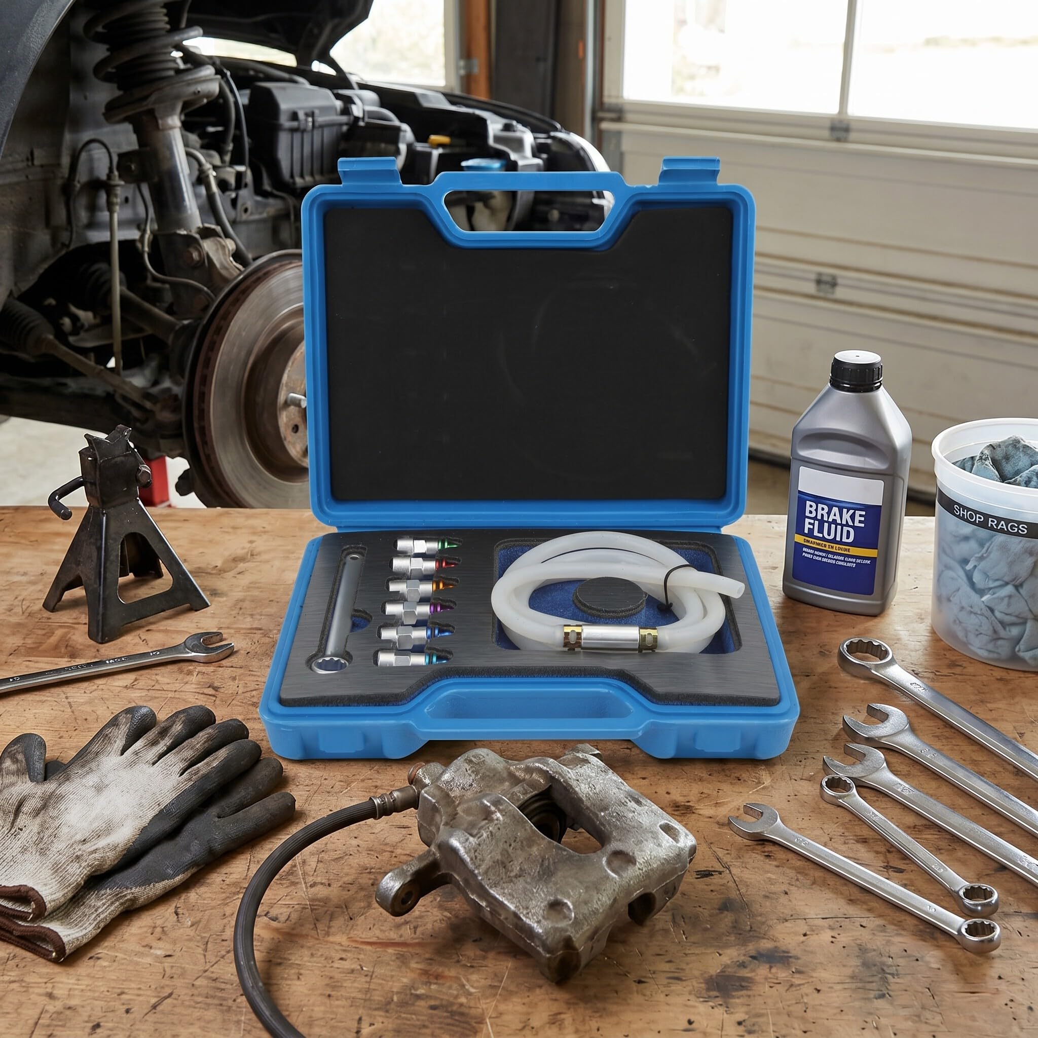 Haofy Kit de Llave de Purga de Frenos, Herramientas de Purga del de Frenos, 6 Adaptadores de 7 Mm a 12 Mm, Mantenimiento Rápido del Líquido de para Automóviles, SUV, Motocicletas, Kit de Llave de