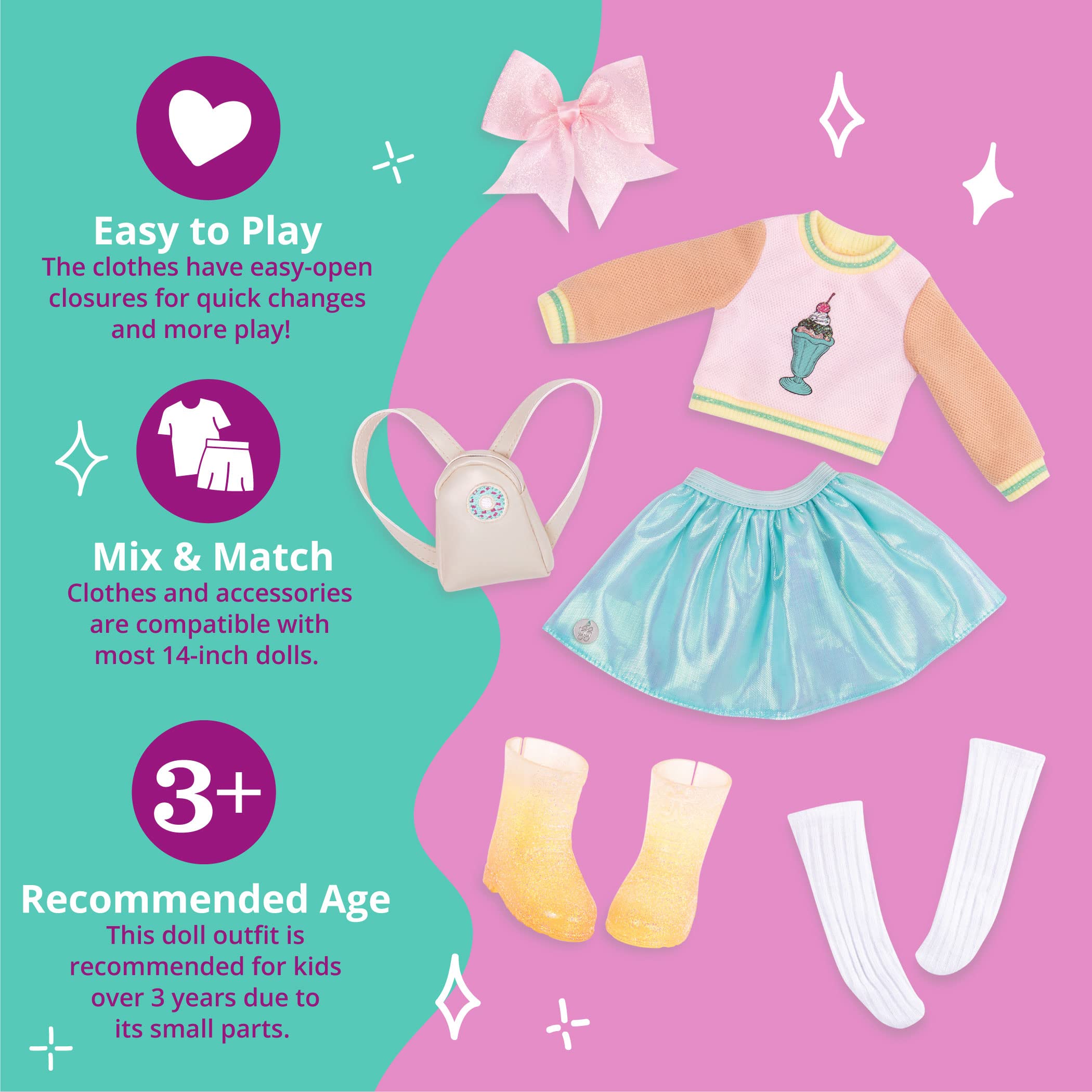 Glitter Girls - 14-Inch Doll Clothes - Sweet Dazzle Tutu & Sweater Deluxe Outfit - For Girls 3+ Years - Children’s Toys - Image 4