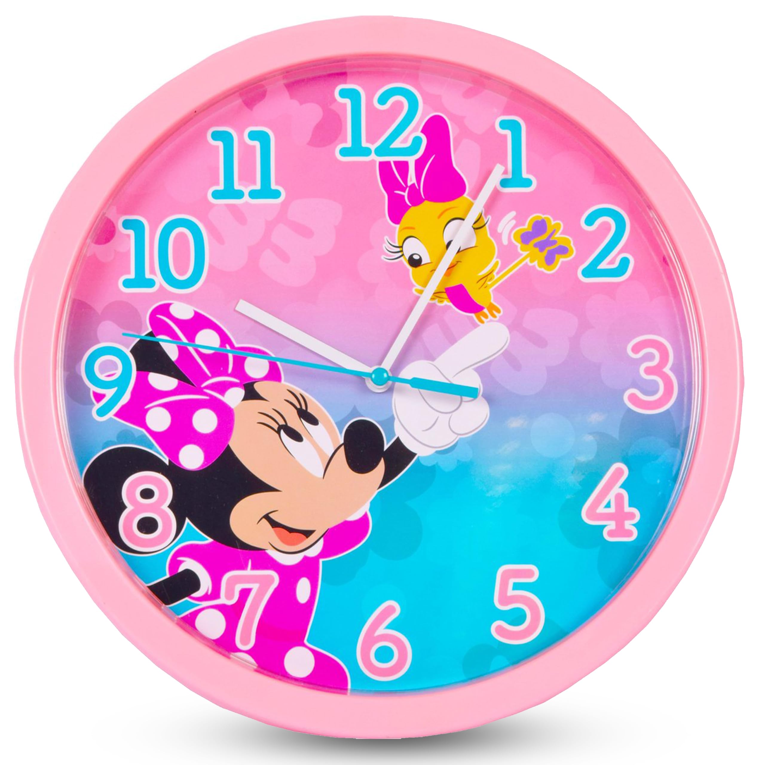HOVUK Minnie Mouse Wall Mount Clock 25cm, Children's Watch, Battery Operated Large Number Easy to Read Wall Clock
