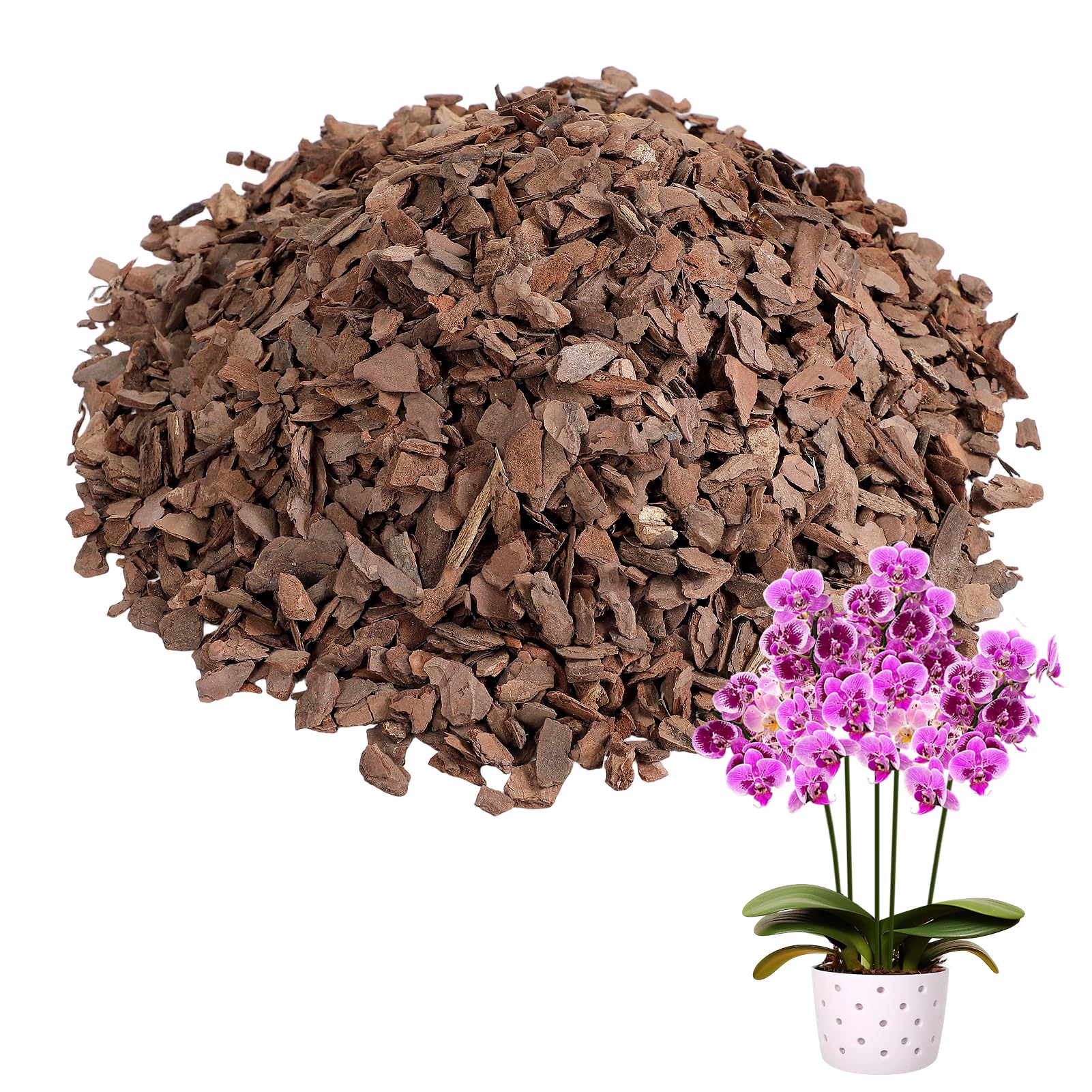 4qt New Zealand Orchid Bark, 1/2-3/4in Sun-Dried Medium Organic Pine Wood Chip Potting Barks, Orchids Mix Plant Compost Mulch for Promoting Root Development