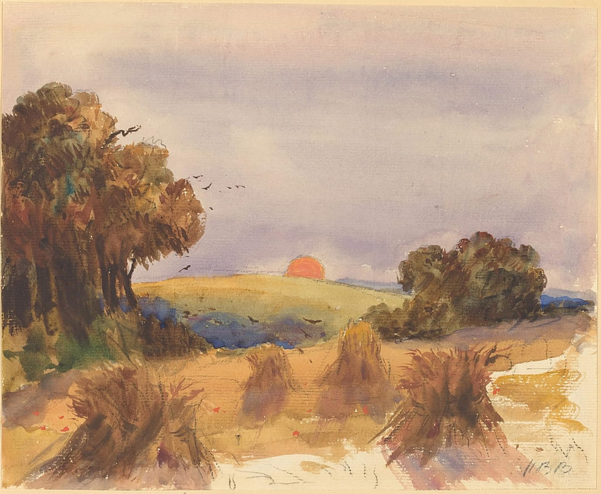 ARTXLXXBN Famous Painting Canvas Artwork Graffiti Print a Cornfield At Sunset by Hercules Brabazon Brabazon Portrait Canvas Image for Home Decor 60x90cm