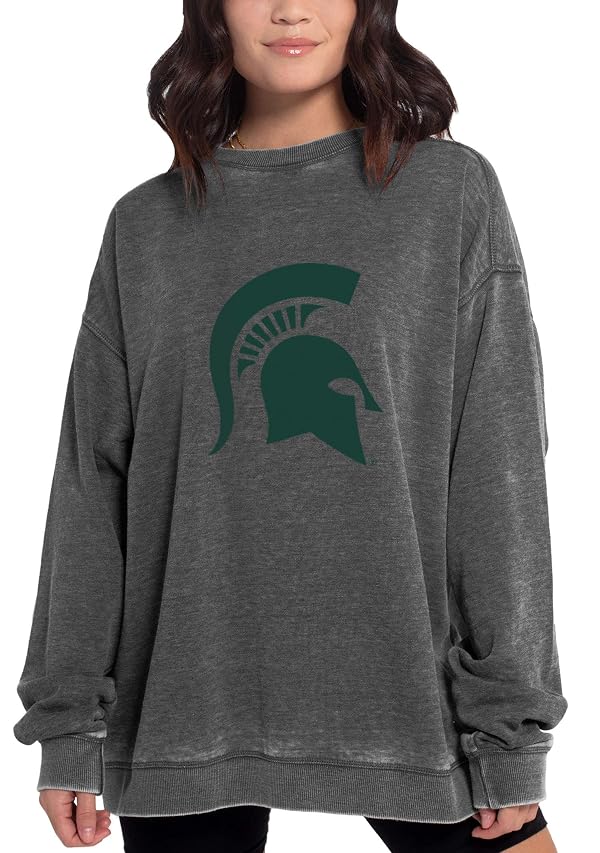 Chicka-d Women's Oversized Dropped Shoulder Crewneck Fleece Sweatshirt | NCAA Primary Team Icon Neutral, Michigan State Spartans, Neutral, Large by chicka-d - Used condition - US$20.23