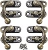 2 Sets Antique Bronze Mini Swing Arm Latch, Vintage Style Left Right Toggle Clasp Lock Catch Hasp Hook for Jewelry Box, Wooden Case, Suitcase - Curved Buckle 43x37mm