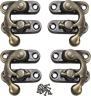 アンティークブロンズミニスイングアームラッチ2セット、ヴィンテージスタイル左右トグルクラスプロックキャッチ掛け金フックジュエリーボックス、木製ケース、スーツケース用 - カーブバックル 43x37mm