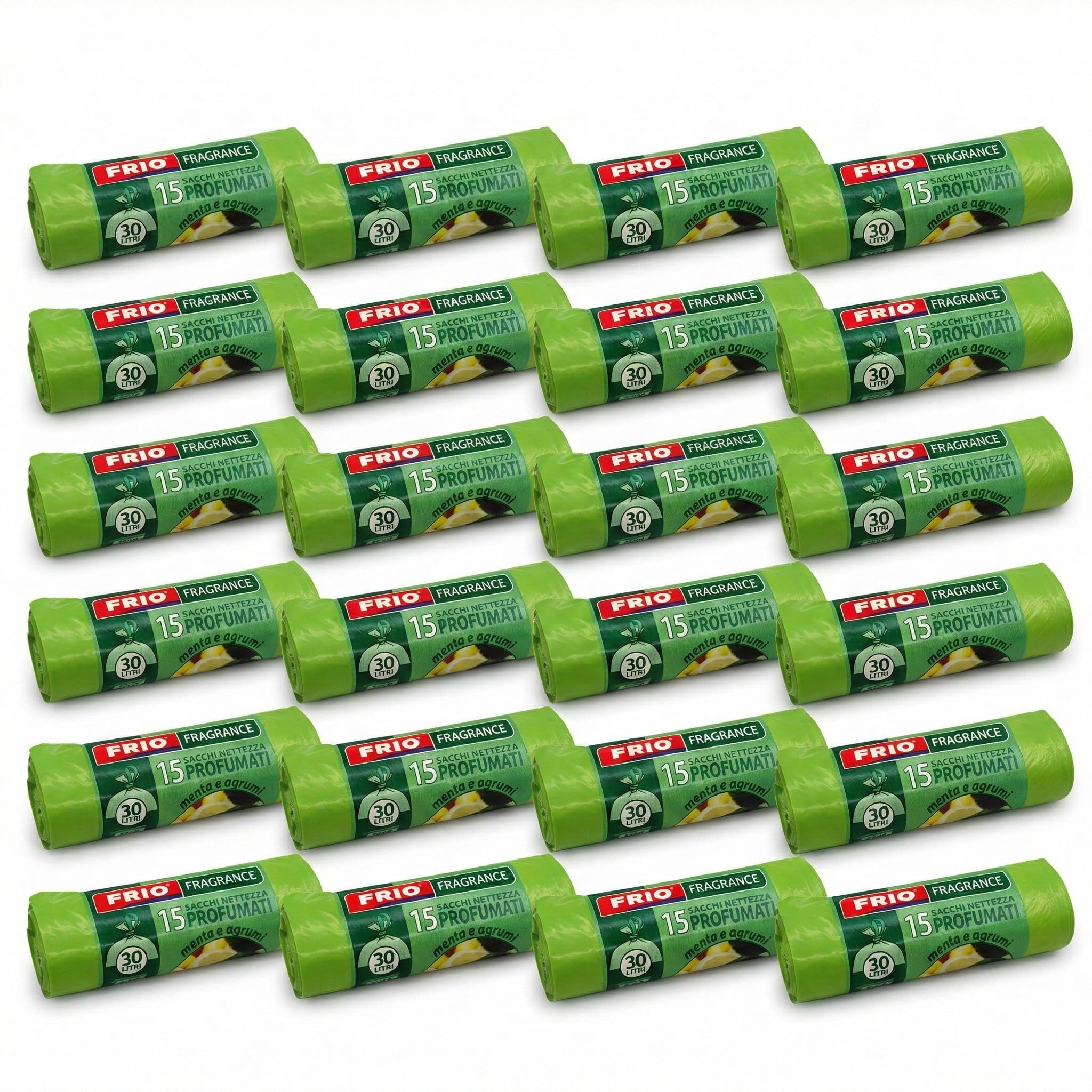 Sacs poubelle 30 L FRIO Aroma menthe agrumes pour un tri sélectif propre en cuisine
