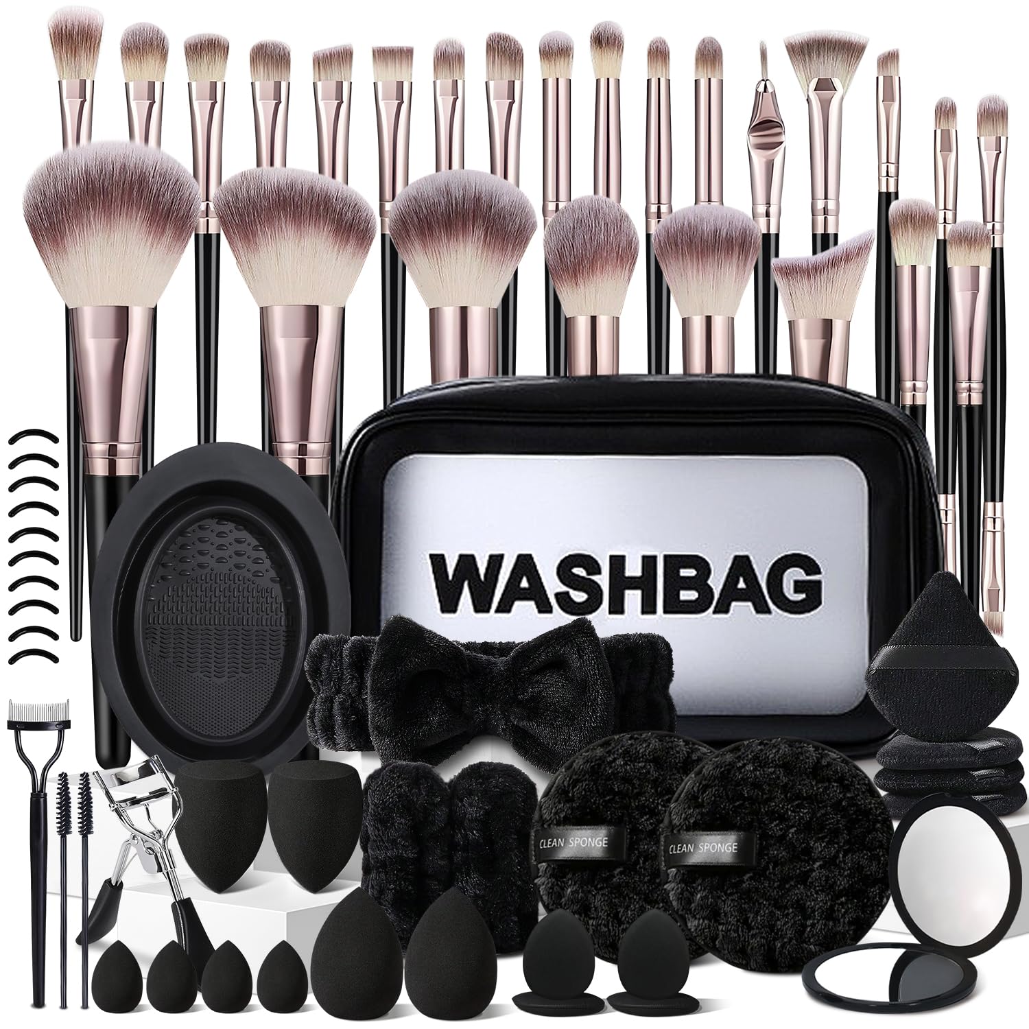 Black Makeup Brushes Set Professional 63Pcs with Case Premium Synthetic for Foundation Concealer Blush Eyeshadow Powder Contour Makeup Brush Kit Face Eye Make up Brushes & Tools