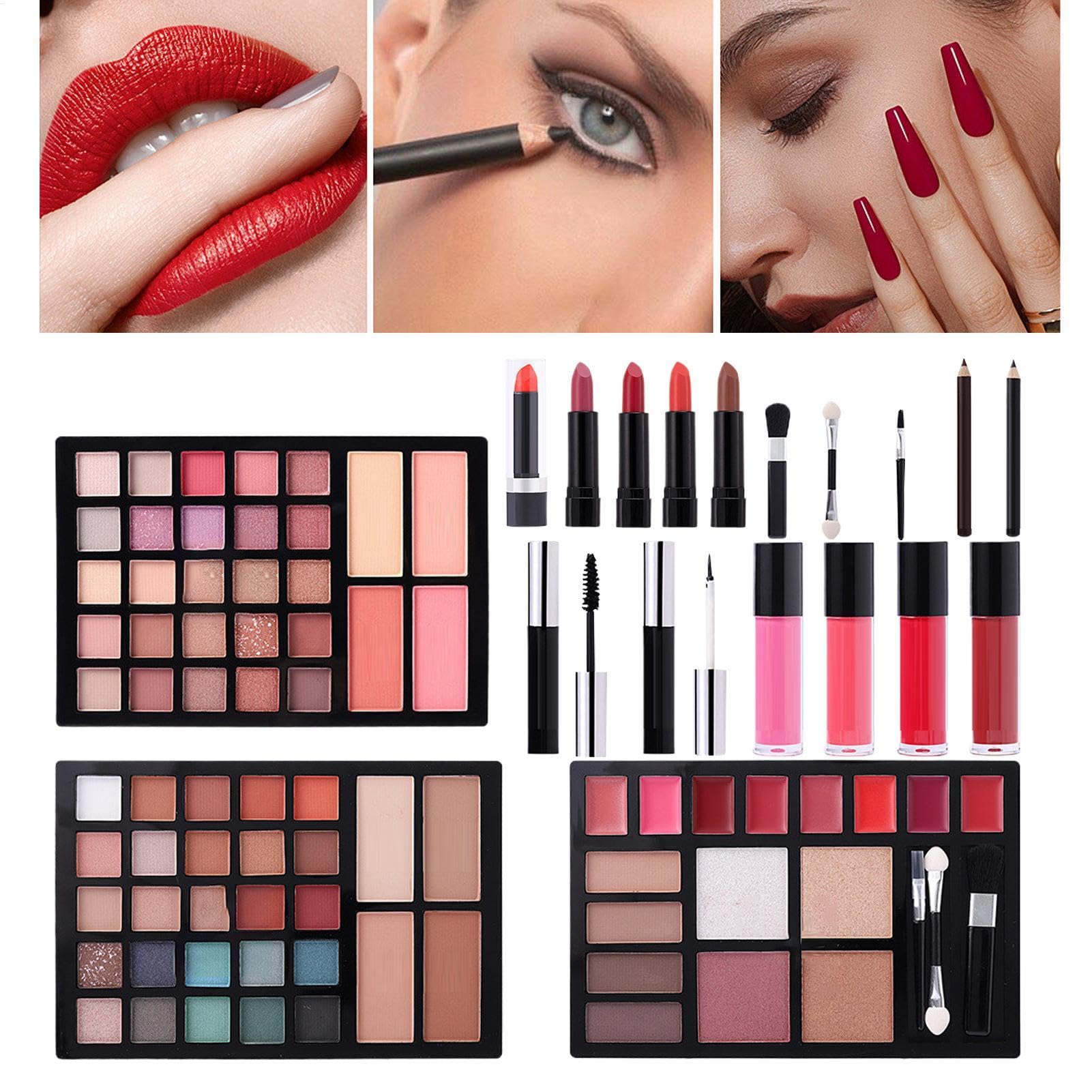 Kit di trucco per adolescenti, kit di per trucco,Kit completo di trucco professionale - per sopracciglia, mascara, palette di ombretti per gli amanti del trucco, f | Collezione Di Bellezza Mascara Rossetto E Per Sopracciglia Per Donne Ragazze Adolescenti