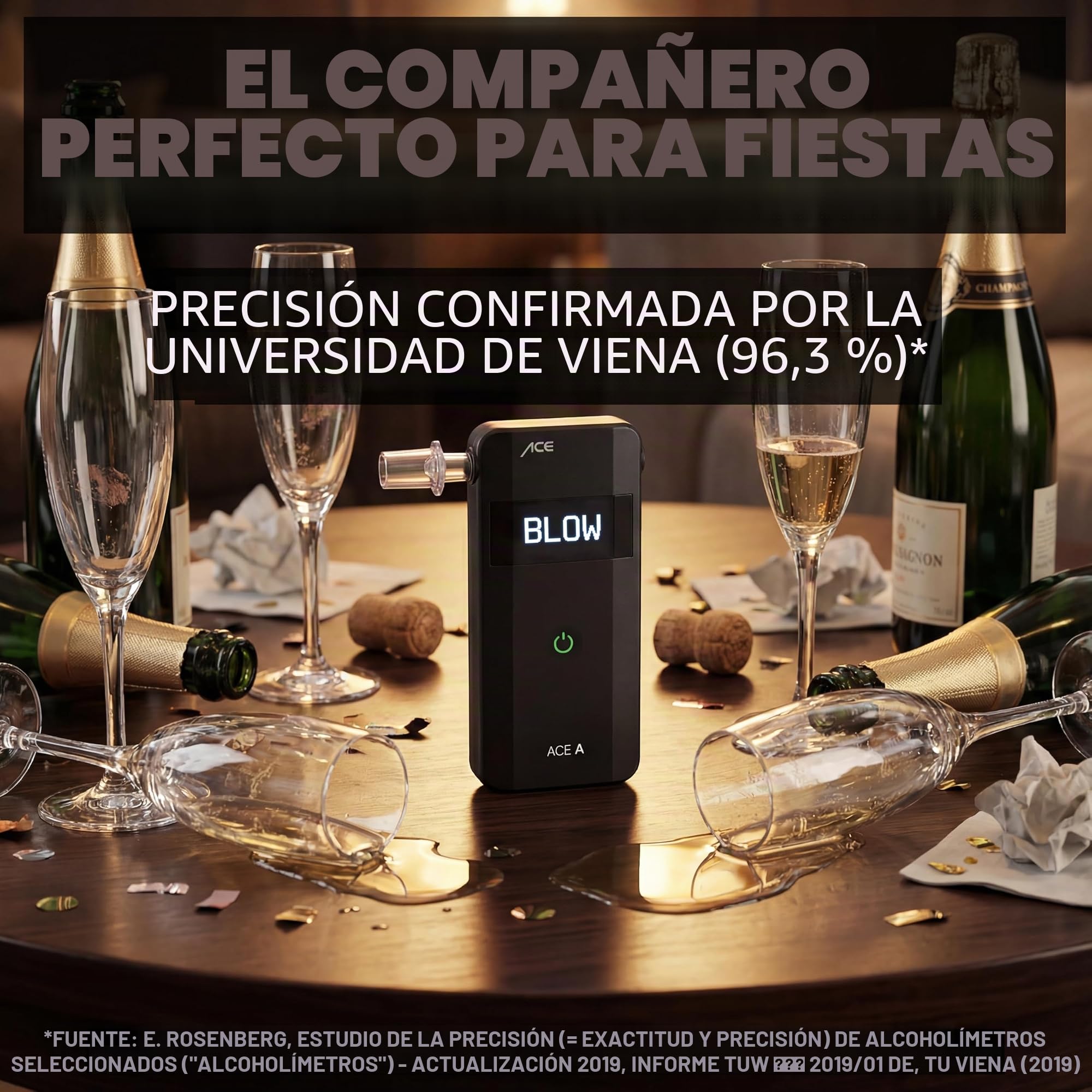 ACE A Alkotester - alcoholímetro digital - alcoholímetro con sensor electroquímico y funcionamiento con 1 botón