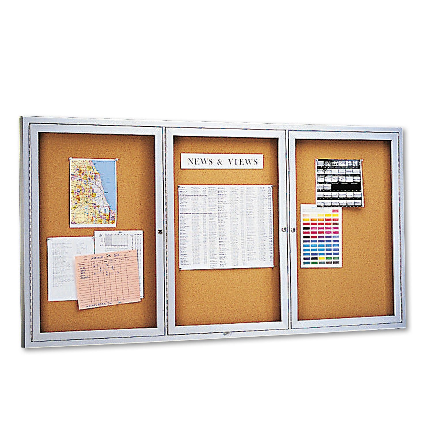 Quartet Enclosed Cork Indoor Bulletin Board, 6 x 3 Feet, Aluminum Frame (2366)