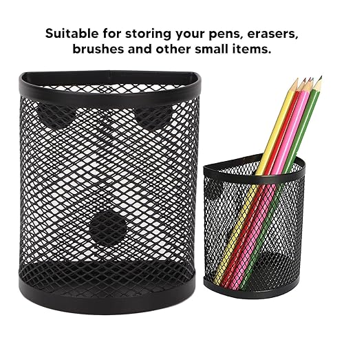 Miniatura 3 de Sonew Soporte magnético para lápices, semicírculo de metal resistente, organizador magnético para brochas de maquillaje para el hogar, oficina, aula