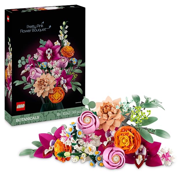 LEGO Botanicals Ramo de Flores Fantasía en Rosa Maqueta para Adultos - Decoración Floral para el Hogar - Margaritas, Eucalipto Artificial y Rosas - Regalo para Mujeres, Hombres y Madres 10342