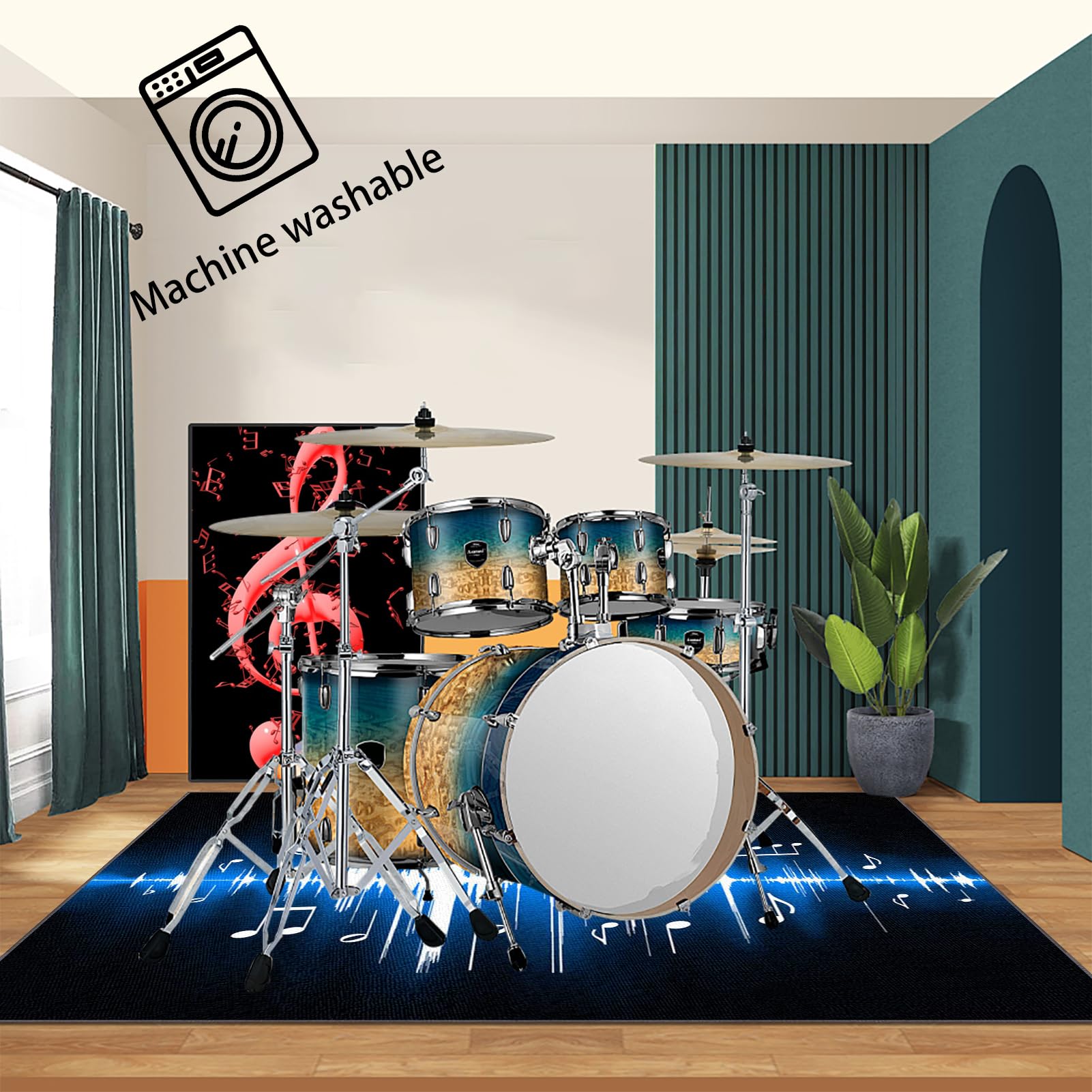 Schlagzeugteppich, Schlagzeug Teppich, Drum Teppich, Professionelles Schallschutz rutschfeste Trommelmatte für E-Drum Elektronisch Snare Schalldicht 150 x 120 cm