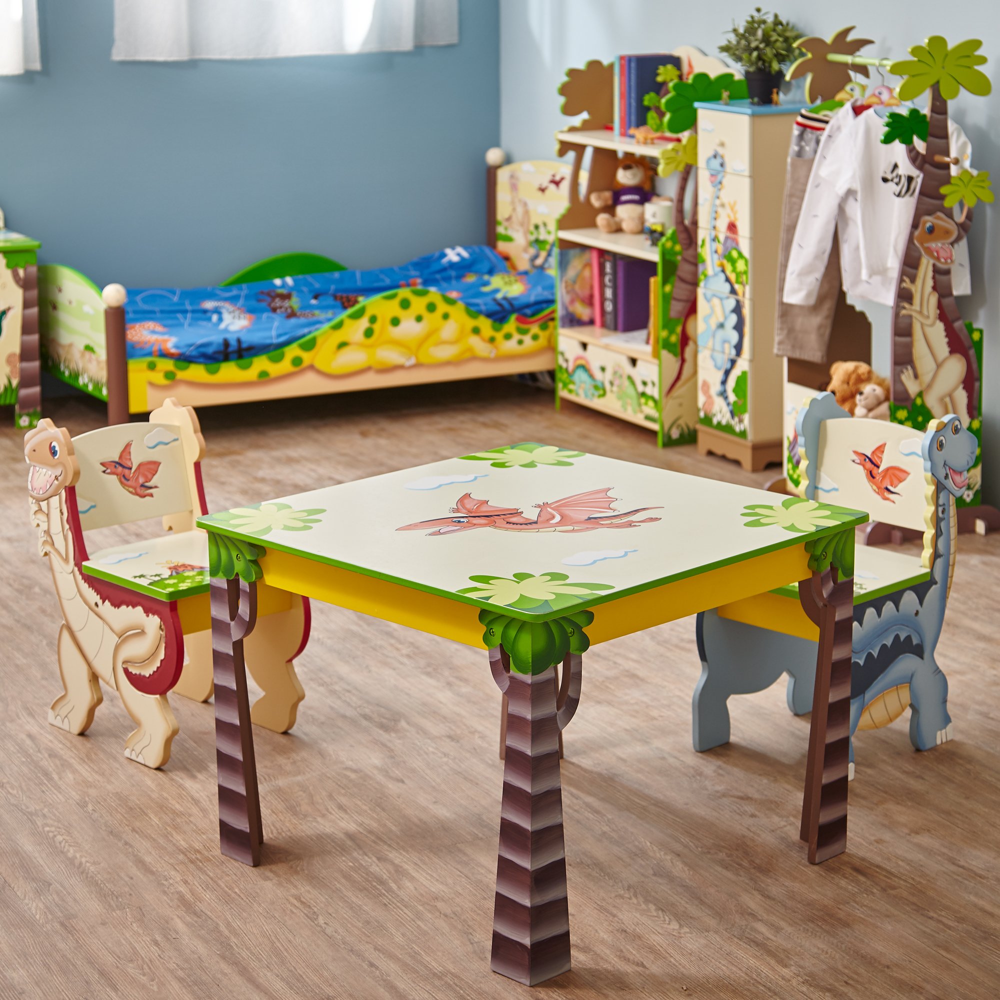 Fantasy Fields By Teamson Kids, 28" L x 28" W x 20.5" H, Dinosaur Kingdom Table