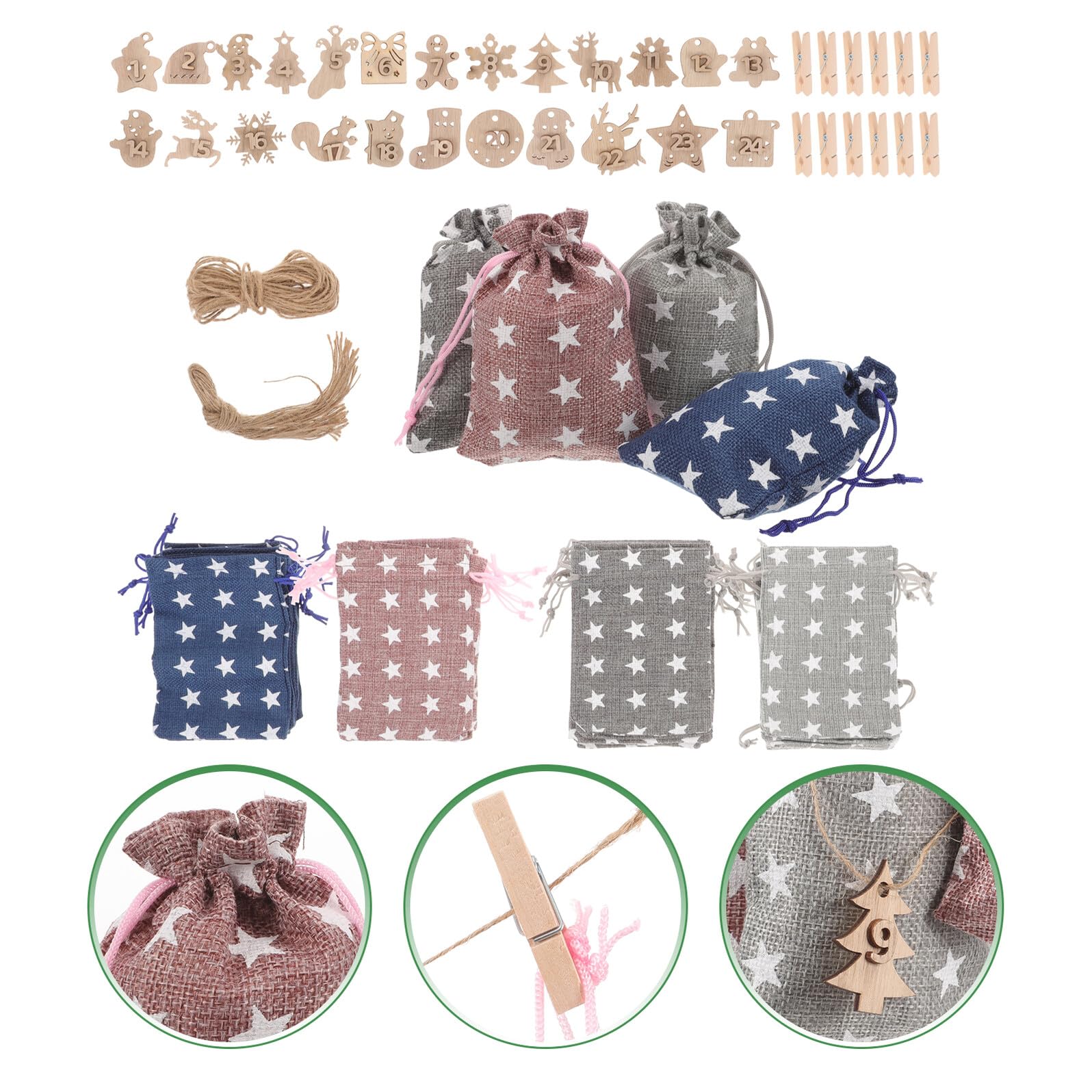 LOLIPPYY Sacchetti Regalo Natalizi Numeri per Calendario Avvento Buste Regalo Multiuso per Caramelle Biscotti e Dolci Design Festivo Classico Materiale Morbido e Portatile