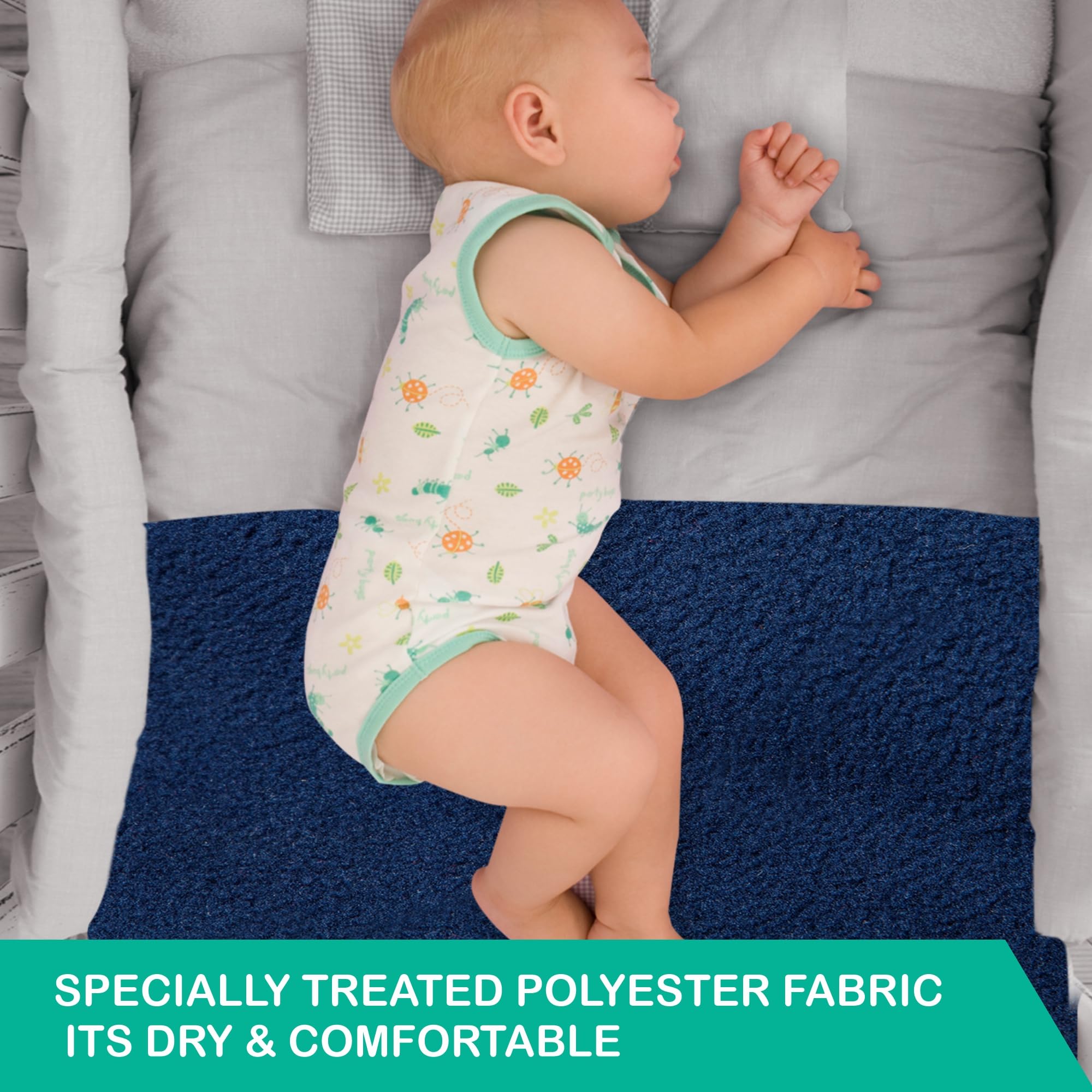 Bumpers Waterproof Quick Dry Sheet for Baby| Bed Pad Extra Absorbent Washable Matress Protector| Baby Bed Protector Sheet for Toddler Children (Dark Blue, XL (200x140 cm)) - Image 6 thumbnail