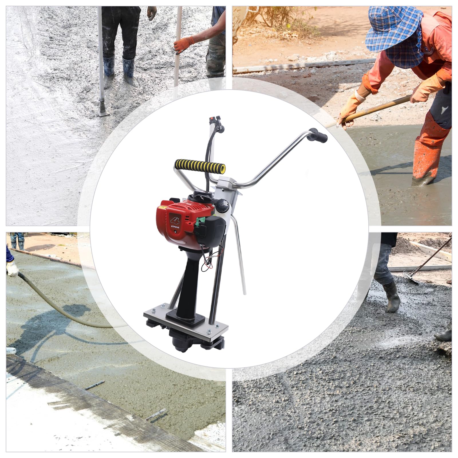 Rüttelplatte,4 Takt Benzin Zement Vibrationsmaschine Beton Vibrator Surface Finishing 900w Beton Vibrator 35,8cc,Für Häusern, Tunneln und Brücken