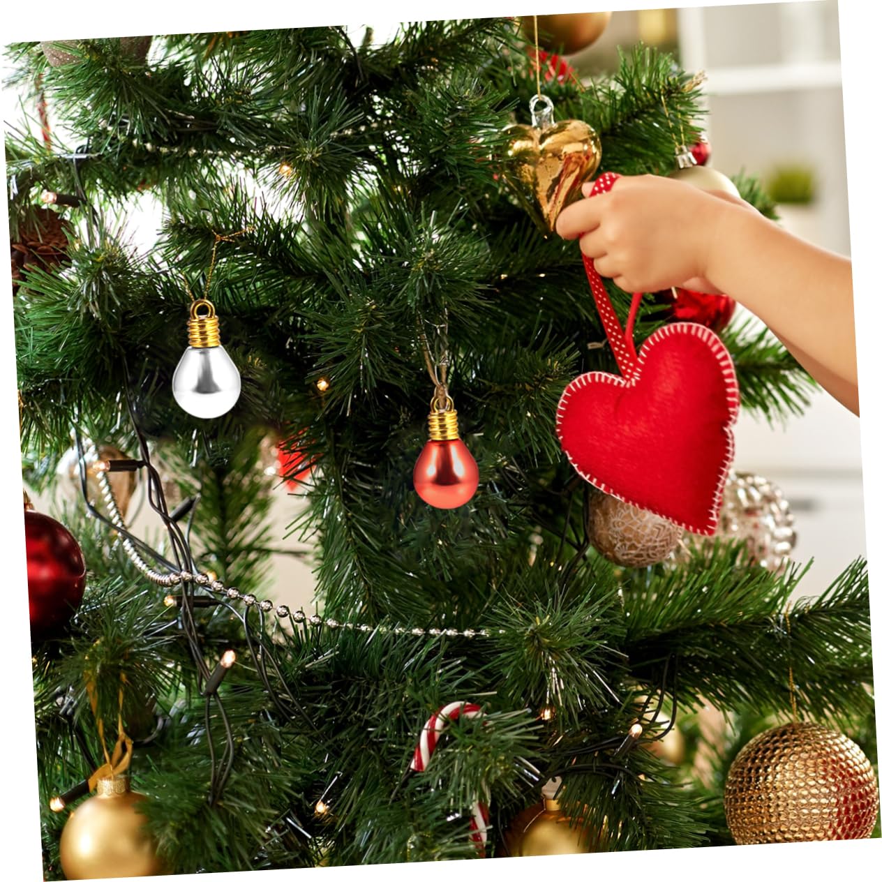 COHEALI 100piezas Decoración de Bombillas Redondas DIY de Cuentas de Plástico Hechas Mano Agujero Grande para Joyería Creativa Suministros para Manualidades de Navidad