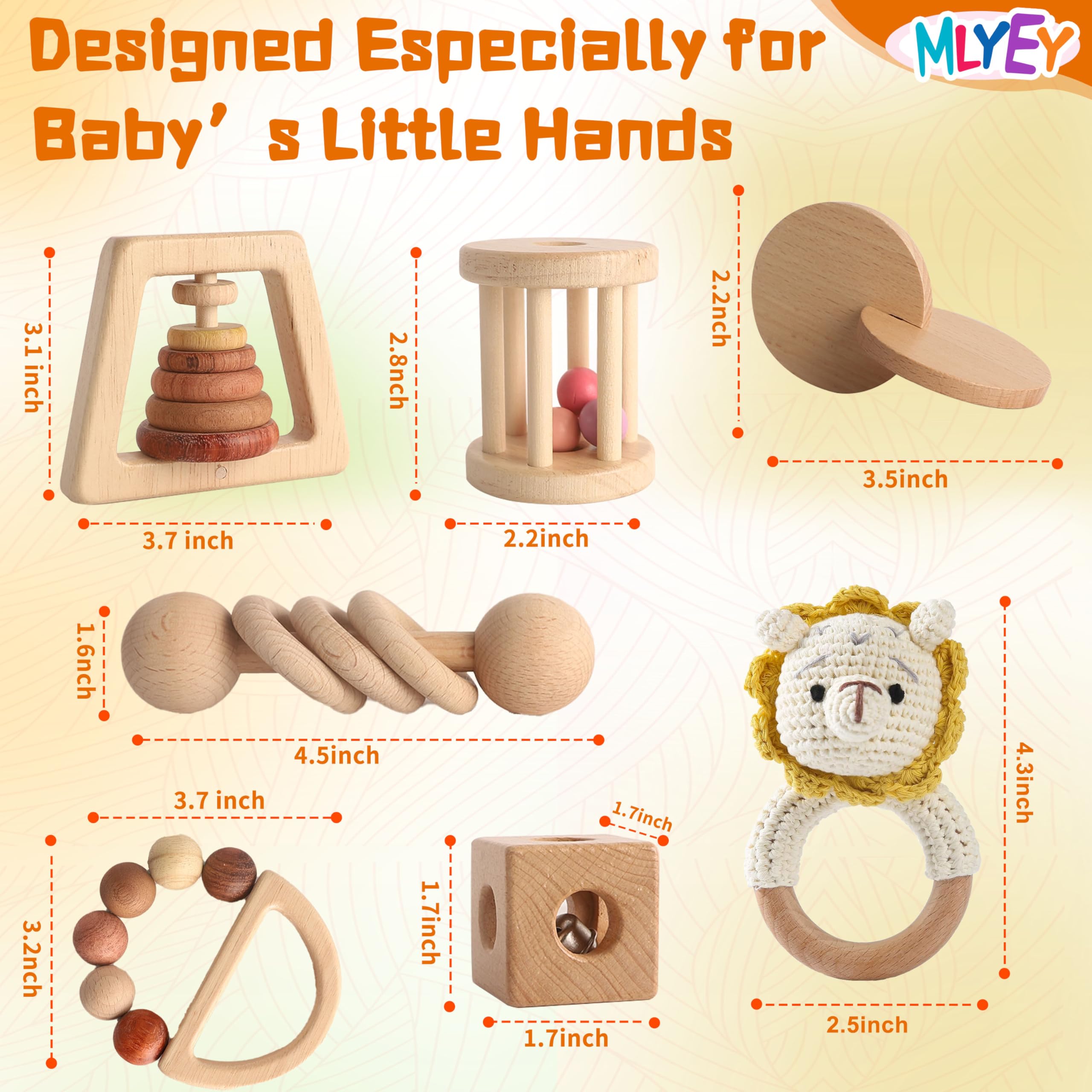 FAUOSWUK Juego de Sonajeros de Madera para Bebés, 4 Piezas, Juguetes de Agarre de Aprendizaje Temprano para Recién Nacidos, Juguete Musical con FAUOSWUK Juego de Sonajeros de Madera para Bebés, 4 Piezas, Juguetes de Agarre de Aprendizaje Temprano para Recién Nacidos, Juguete Musical con
