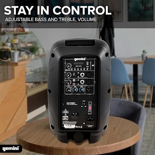 Miniatura 4 de Gemini - Altavoz PA Bluetooth de 8 pulgadas y 500 W con enlace TWS, entradas USBSDFM, entradas XLRRCAAUX, canales de micrófono y guitarra, altavoz