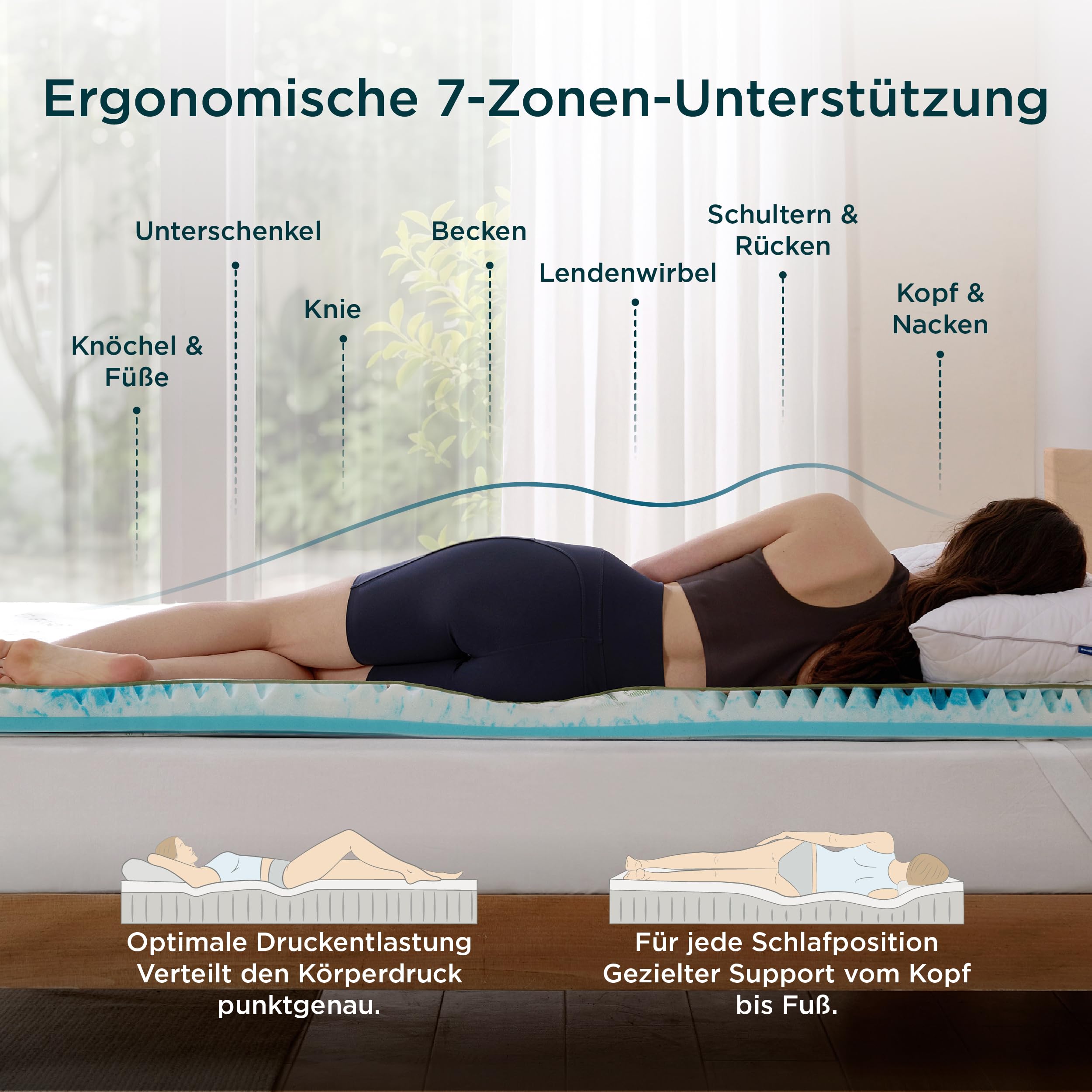 BEDSURE Matratzen Topper 140x200cm H2/H3 - Atmungsaktiver Bambusbezug 7 cm | Gel Memory Schaum für Boxspringbett Schlafsofa Bett, Gästebett Atmungsaktiv Öko-TEX Zertifiziert